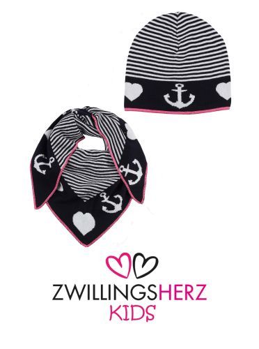"Zwillingsherz" Set Dreieckstuch + Mütze